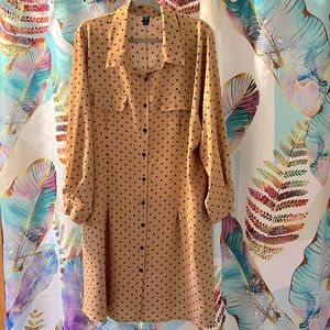 Beige w/black polkadots, long sleeve dress, size 3 XL